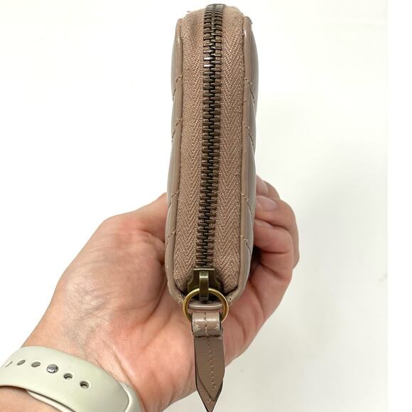 Gucci GG Double G Marmont Zip Around Wallet Zippy Chevron Leather Long Tan Gold - Picture 3 of 14